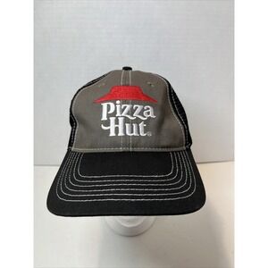 Pizza Hut Employee Uniform Baseball Hat Cap Black‎ Grey Adjustable Mesh Logo